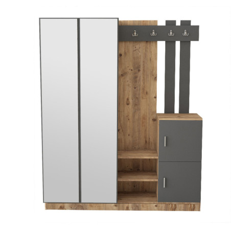 Meuble d'entrée Vestiaire en bois MDF mélaminé pin atlantique et anthracite H 179,7 cm Moderne
