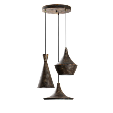Suspension Luminaire métal finition antique Ø 45 cm 3 lumières E27 40 W IP20 Rétro