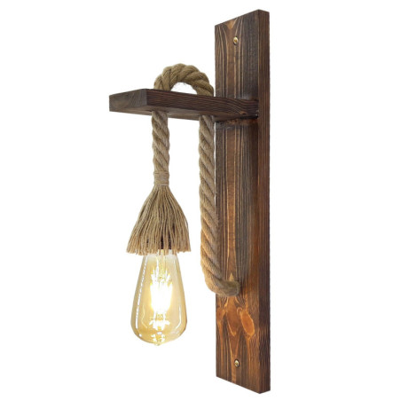 Applique murale Lampe en pin massif noyer L 45 cm E27 40 W IP20 Rustique