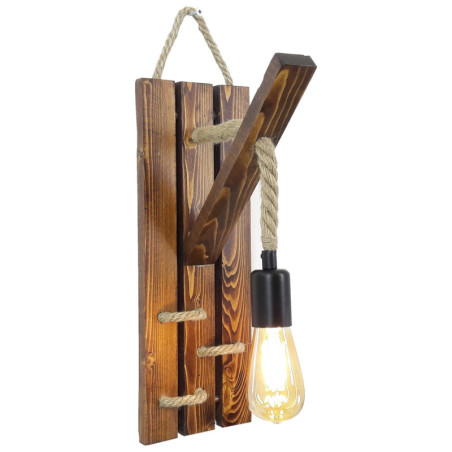 Applique murale Lampe en pin massif noyer H 45 cm E27 40 W IP20 Rustique