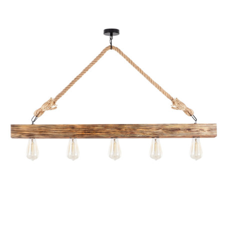 Suspension Luminaire en bois couleur bois L 100 cm 5 lumières E27 40 W IP20 Moderne