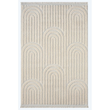 Tapis de couloir en polypropylène frisé crème 80 x 300 cm poils 20 mm