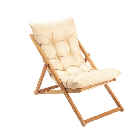 Chaise de jardin en bois de hêtre marron et crème 59 x 44 x 90 cm