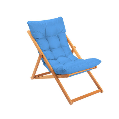 Chaise de jardin en bois de hêtre bleu et naturel 59 x 44 x 90 cm
