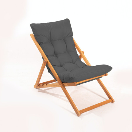 Chaise de jardin en bois de hêtre gris et naturel 59 x 44 x 90 cm