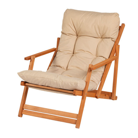 Chaise de jardin pliante en bois de hêtre marron et crème 50 x 50 x 81 cm