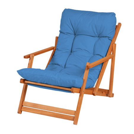 Chaise de jardin pliante en bois de hêtre bleu et naturel 50 x 50 x 81 cm