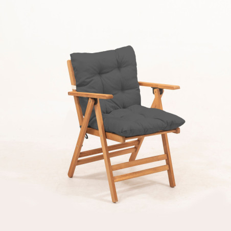 Chaise de jardin réglable en bois de charme anthracite 45 x 43 x 89 cm 4 positions