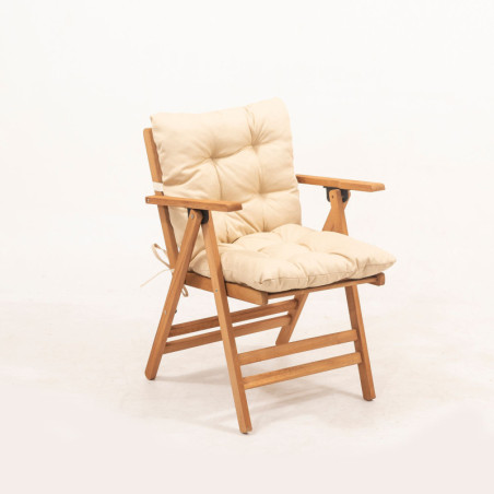 Chaise de jardin réglable en bois de charme crème 45 x 43 x 89 cm 4 positions