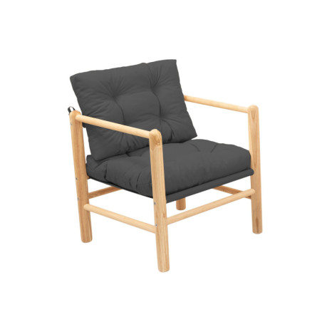Fauteuil de jardin en bois de chêne anthracite 51 x 51 x 86 cm avec coussin déperlant