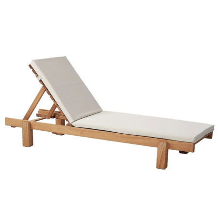 Transat de jardin Bain de soleil en bois de charme crème 59 x 180 cm