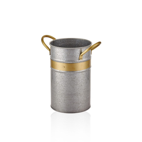 Cache-pot décoratif en métal galvanisé multicolore 27 x 22 cm rustique