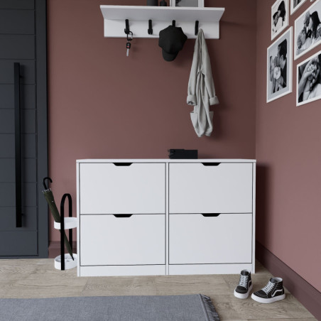 Meuble à chaussures Armoire à chaussures en bois MDF mélaminé blanc mat 120,5 x 30 x 79,2 cm