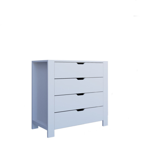 Commode Meuble de rangement en bois MDF mélaminé blanc 90 x 42 x 85 cm 4 tiroirs