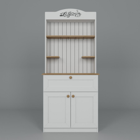 Meuble bar à café Rangement cuisine en bois MDF mélaminé blanc 80 x 42 x 180 cm Scandinave