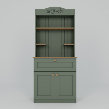 Meuble bar à café Rangement cuisine en bois MDF mélaminé vert 80 x 42 x 180 cm Moderne