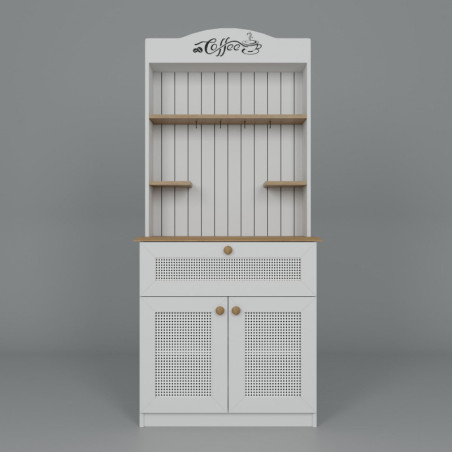 Meuble bar à café Rangement cuisine en bois MDF mélaminé blanc 80 x 42 x 180 cm Scandinave
