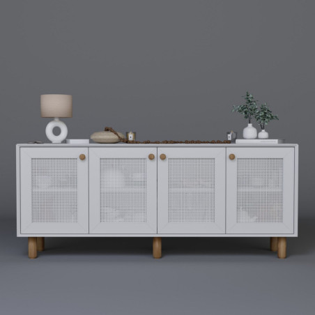 Console Meuble d'entrée en bois MDF mélaminé blanc 180 x 40 x 75 cm avec étagères
