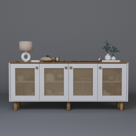 Console Meuble dentrée en bois MDF mélaminé noyer clair 180 x 40 x 75 cm