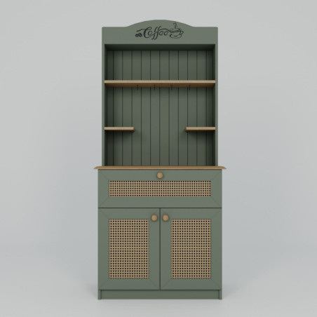 Meuble bar à café Rangement cuisine en bois MDF mélaminé vert 80 x 42 x 180 cm Moderne