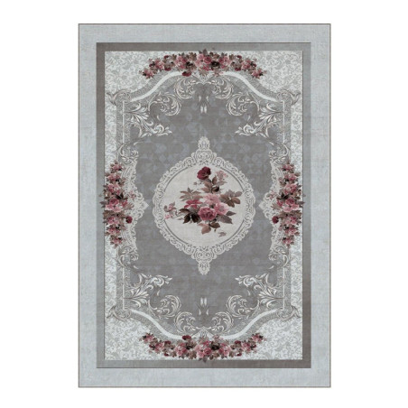 Grand tapis de salon en polyester multicolore 180 x 280 cm poils 4 mm antidérapant lavable