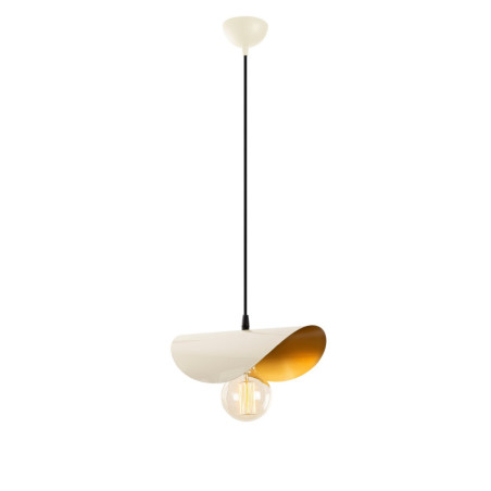 Suspension Luminaire en métal blanc et doré 30 x 17 cm hauteur 106 cm E27 40 W IP20