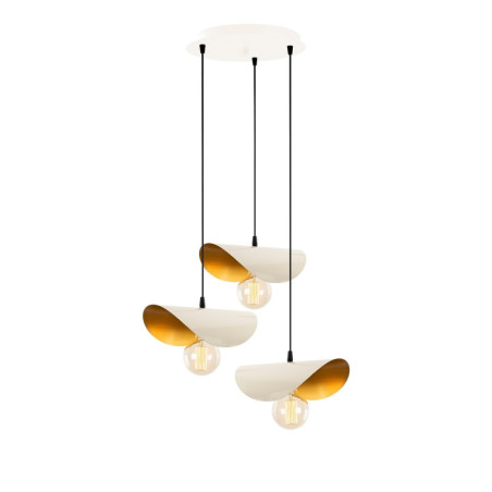 Suspension Luminaire en métal blanc et doré Ø45 cm hauteur 106 cm 3 lumières E27 40 W IP20
