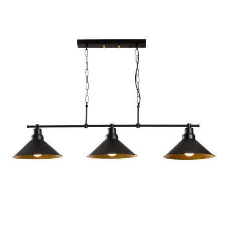 Suspension Luminaire en métal noir 108 x 24 cm hauteur 55 cm 3 lumières E27 40 W IP20