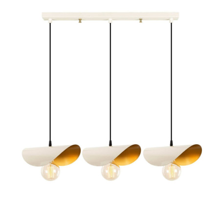 Suspension Luminaire en métal blanc et doré 80 x 17 cm hauteur 106 cm 3 lumières E27 40 W IP20