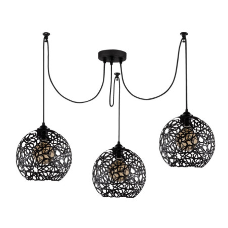 Suspension Luminaire en métal noir Ø115 cm hauteur 115 cm 3 lumières E27 40 W IP20