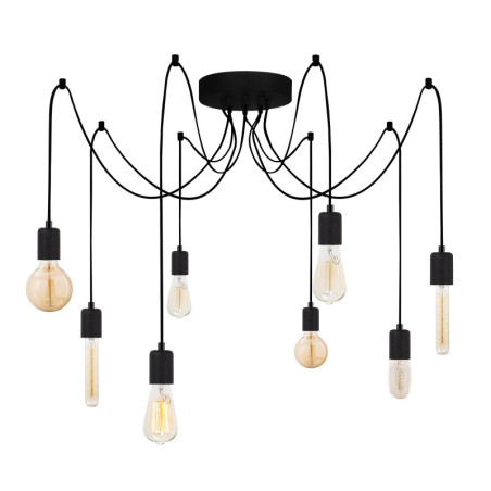 Suspension Luminaire en métal noir Ø156 cm hauteur 102 cm 8 lumières E27 40 W IP20