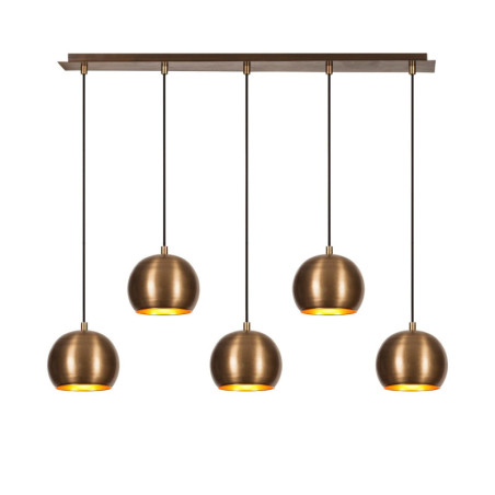 Suspension Luminaire en métal finition vintage 85 x 15 cm hauteur 108 cm 5 lumières E27 40 W IP20