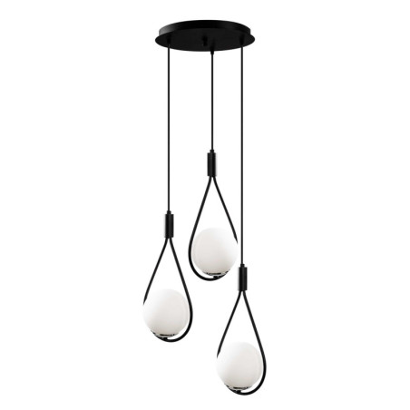 Suspension Luminaire en métal et verre noir Ø46 cm hauteur 136 cm 3 lumières E27 40 W IP20