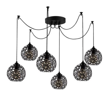 Suspension Luminaire en métal noir Ø137 cm hauteur 107 cm 6 lumières E27 40 W IP20