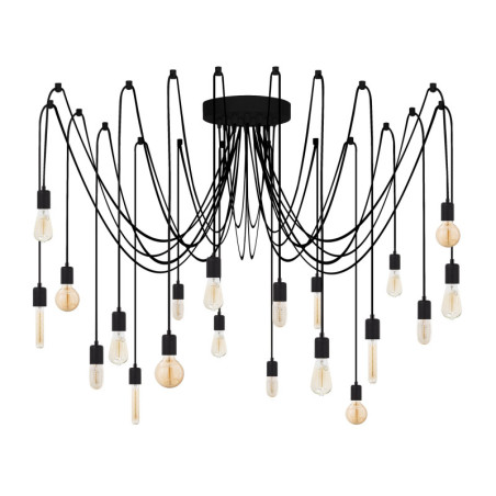 Suspension Luminaire en métal noir Ø246 cm hauteur 102 cm 20 lumières E27 40 W IP20 Industriel