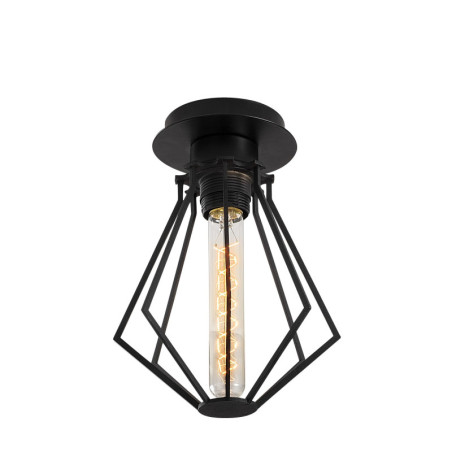 Plafonnier Luminaire en métal noir Ø18 cm hauteur 25 cm E27 40 W IP20 Industriel