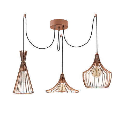 Suspension Luminaire en métal cuivre Ø114 cm hauteur 130 cm 3 lumières E27 40 W IP20