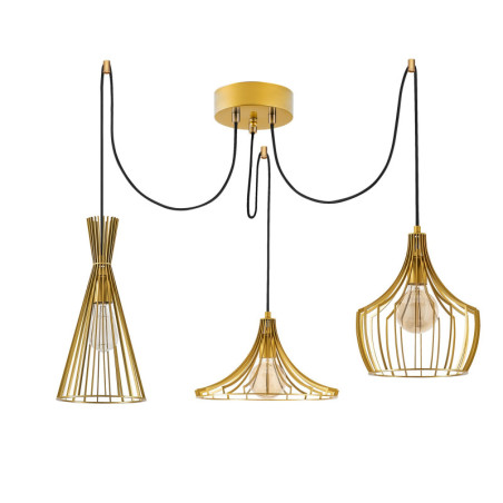 Suspension Luminaire en métal doré Ø114 cm hauteur 130 cm 3 lumières E27 40 W IP20