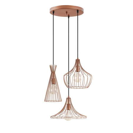 Suspension Luminaire en métal cuivre Ø55 cm hauteur 113 cm 3 lumières E27 40 W IP20