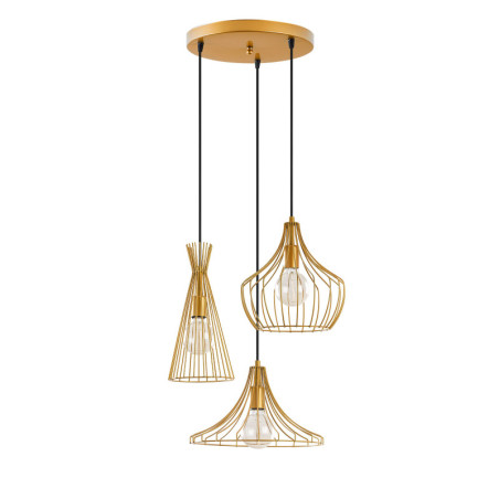 Suspension Luminaire en métal doré Ø55 cm hauteur 113 cm 3 lumières E27 40 W IP20 réglable