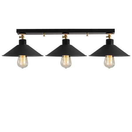 Plafonnier Luminaire en métal noir Ø80 cm hauteur 17 cm 3 lumières E27 40 W IP20