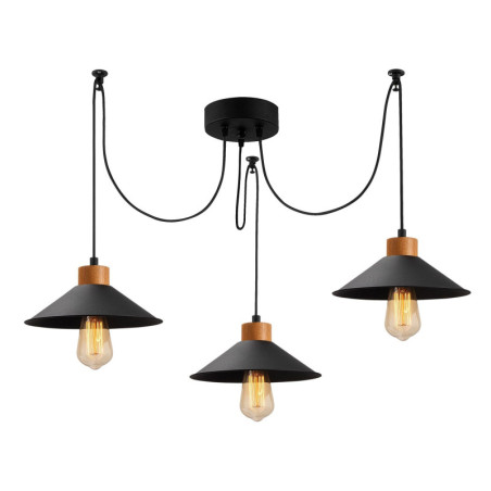 Suspension Luminaire en métal noir Ø114 cm hauteur 100 cm 3 lumières E27 40 W IP20