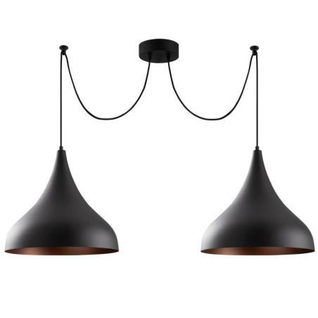 Suspension Luminaire en métal noir Ø131 cm hauteur 127 cm 2 lumières E27 40 W IP20