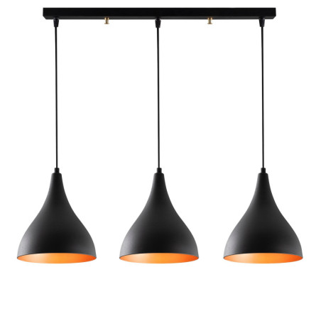 Suspension Luminaire en métal noir Ø72 cm hauteur 118 cm 3 lumières E27 40 W IP20