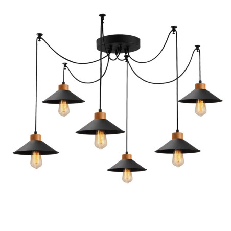 Suspension Luminaire en métal noir Ø144 cm hauteur 100 cm 6 lumières E27 40 W IP20