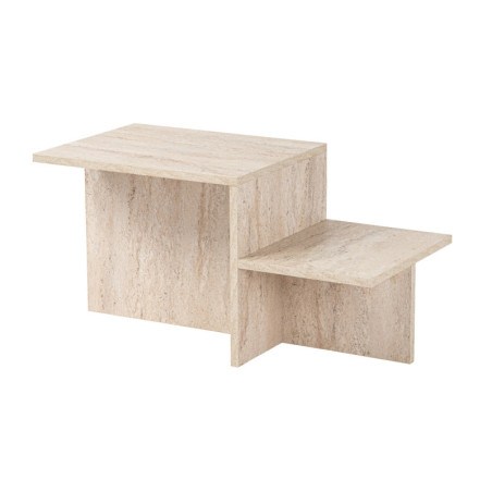 Table basse de salon en bois MDF mélaminé effet travertin 80 x 40 x 40 cm