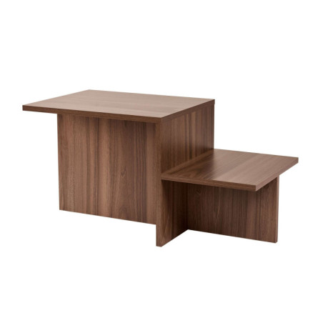 Table basse de salon en bois MDF mélaminé noyer 80 x 40 x 40 cm