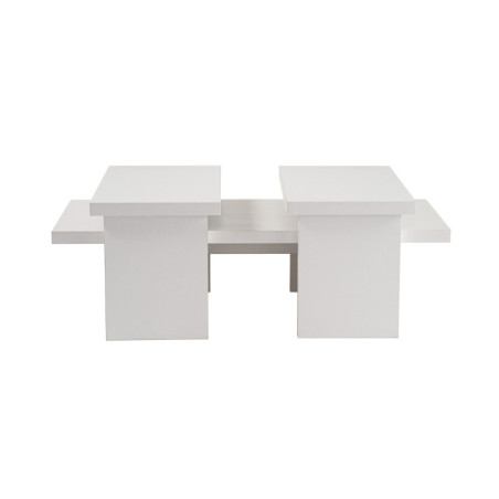 Tables basses gigognes en bois MDF mélaminé blanc 110 x 45 x 30 cm lot de 2