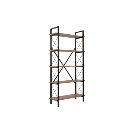 Bibliothèque Étagère en bois MDF mélaminé et métal pin atlantique et noir 90 x 34 x 180 cm Industriel