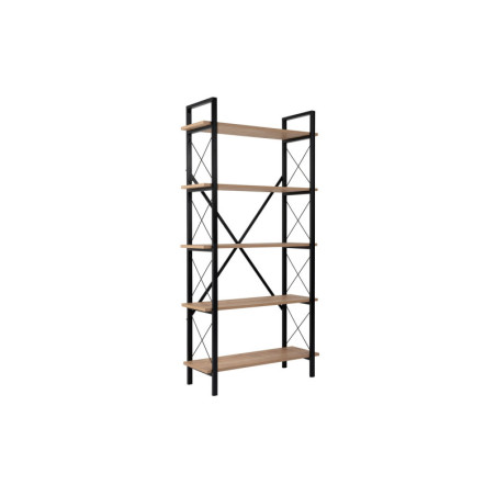 Bibliothèque Étagère en bois MDF mélaminé et métal chêne et noir 90 x 34 x 180 cm Industriel